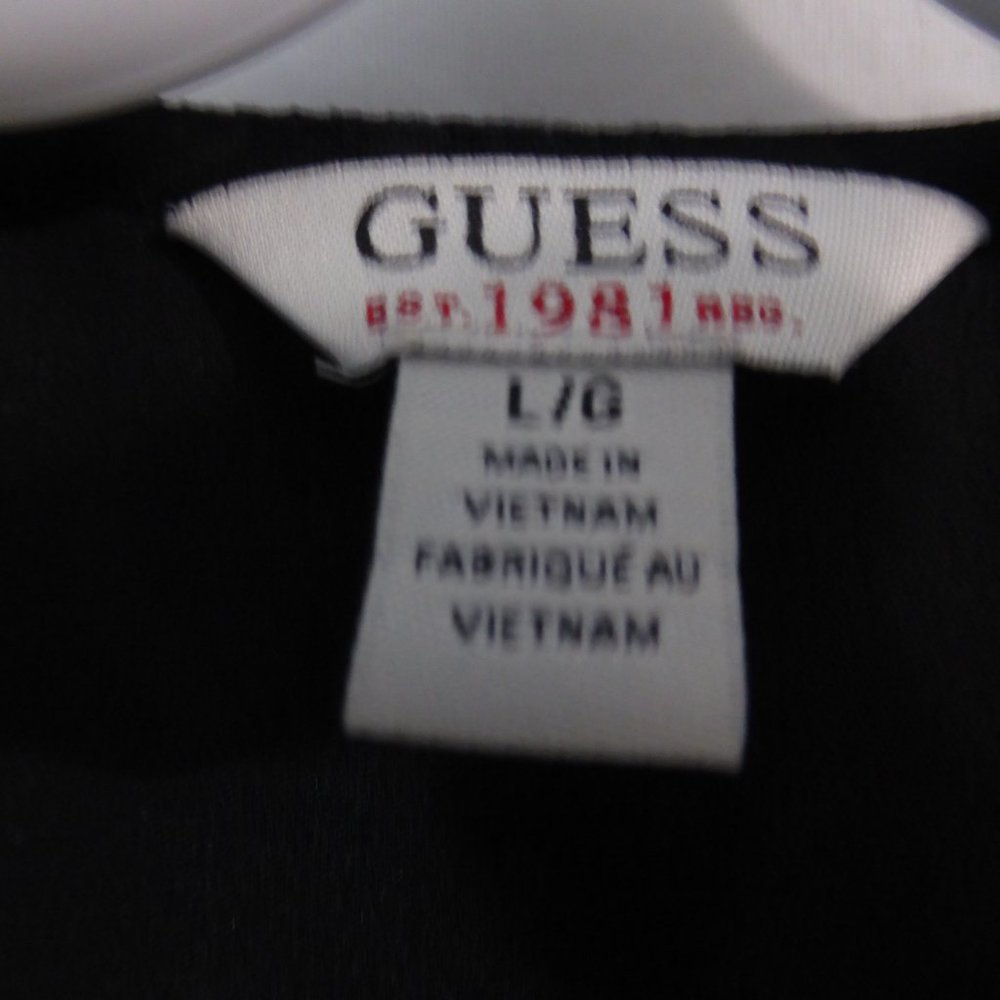 GUESS, black v neck shirt with lace sleeves & back | size large | NWOT - Picture 2 of 7
